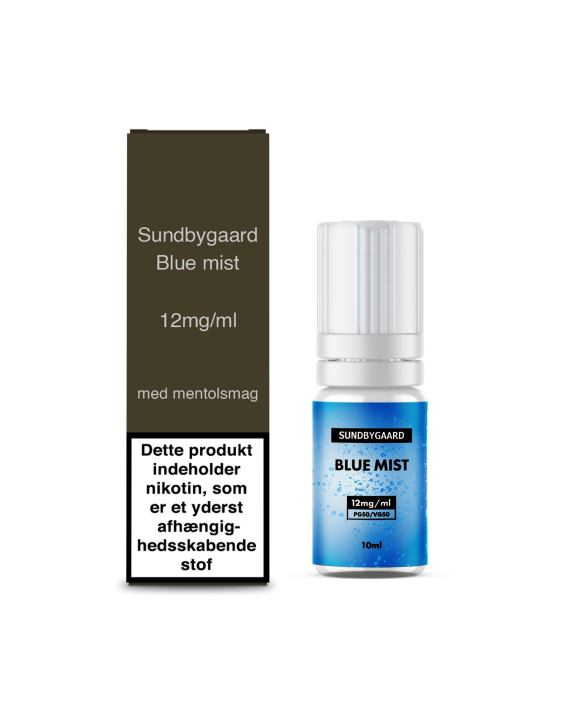 sundbygaard 10ml e liquid dk label blue mist 12mg front mockup https://jware.dk/sv/produkt/sundbygaard-menthol-10ml-2/ Sundbygaard Blå dimma 10ml