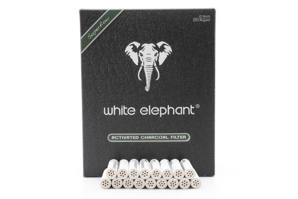 White Elephant 250 Activated Charcoal Filter 9mm www.jware .dk https://jware.dk/produkt/white-elephant-250-activated-charcoal-filter-9mm/ White Elephant 250 Activated Charcoal Filter 9mm
