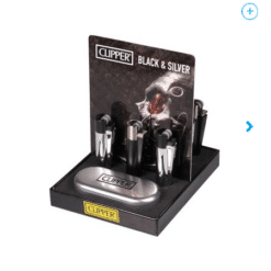 Clipper Metal Large Black & Silver tändare