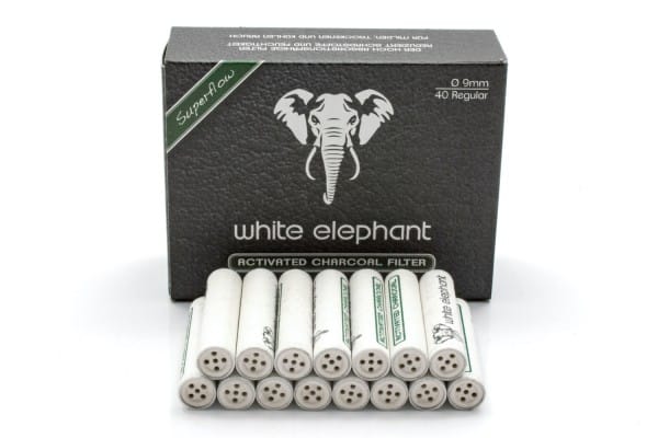 White Elephant 40 Activated Charcoal Filter 9mm www.jware .dk https://jware.dk/produkt/white-elephant-40-activated-charcoal-filter-9mm/ White Elephant 40 Activated Charcoal Filter 9mm