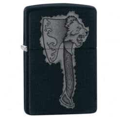 Zippo Lighter schwarz mat Løveøkse Design