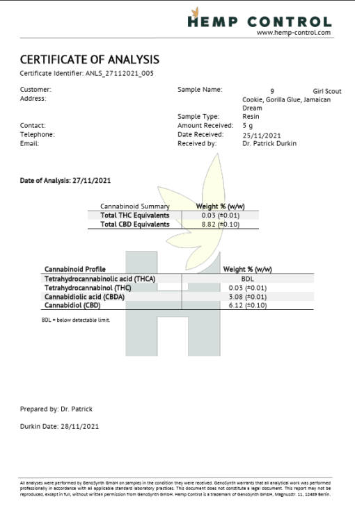 Euphoria CBD Hash 9% Jamaican Dream 1g - Image 2