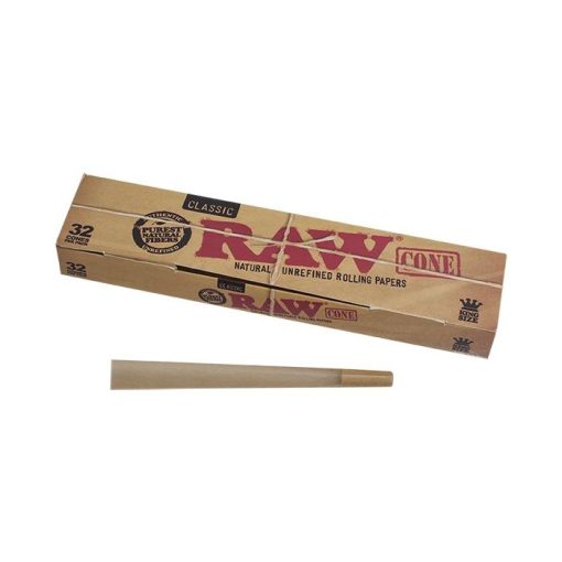 Cônes Pré-roulés RAW Classic - Lot De 2 X 32 Pièces - King Size 109 Mm - Papier Naturel