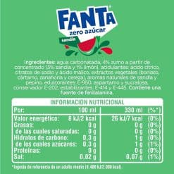 Alternative view of Fanta Zero Azucar Sandia (Watermelon Zero) 24 x 33 cl