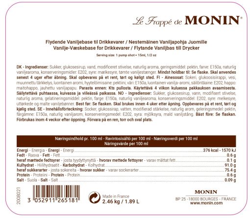 61003 misc https://jware.dk/produkt/monin-frappe-vanille-base-136-kg/ Monin Frappé Vanille Base 1,36 Kg - Billede 2