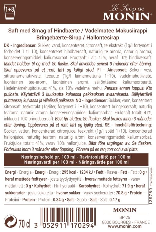 Monin Ice Tea Raspberry / Hindbær 70 cl - Billede 2