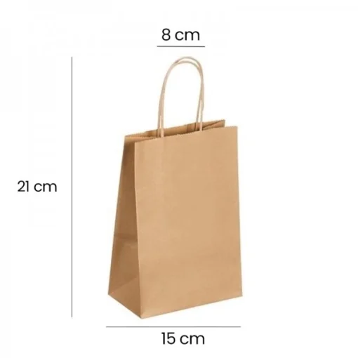 Papir Bærepose Snoede m/Hank 150 x 80 X 210 mm 50 Stk - Billede 4