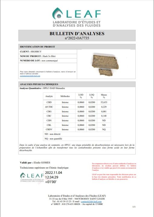 White Rabbi 3xFiltre CBD Hash 52% 5g - Billede 2