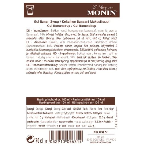 Monin sirap gul banan 70 cl - Bild 2
