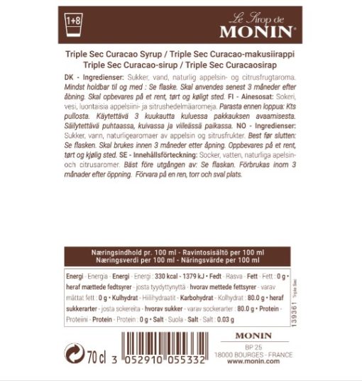 Monin Syrup Triple Sec 70 cl - Image 2