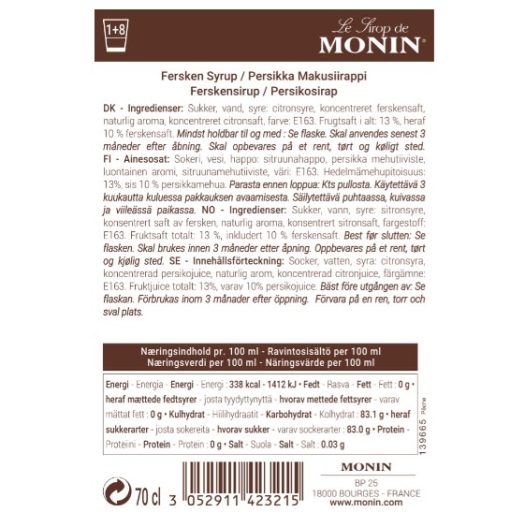 Monin Syrup Peach 70 cl - Image 2