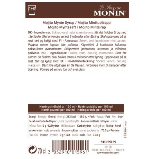 Monin Syrup Mojito Mint 70 cl - Image 2