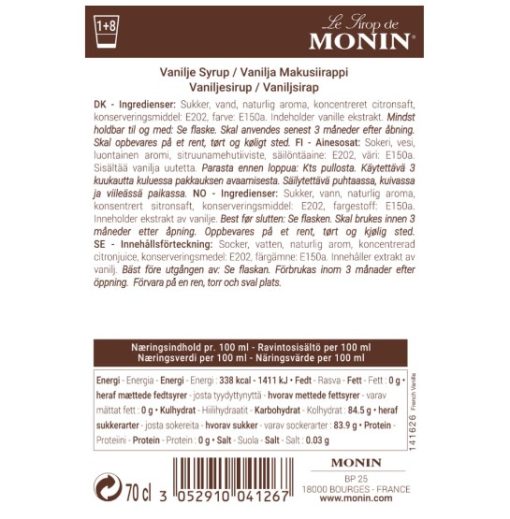 Monin sirap fransk vanilj 70 cl - Bild 2