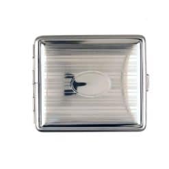 V.H Cigarette Case Metal Chrome Stripe Oval 18 Kingsize