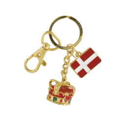 Nyckelring krona och flagga guld