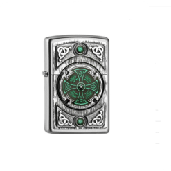 Zippo Satin Finish Celtic Green Cross Tändare