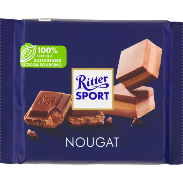 Ritter Sport Nougat 12 x 100g www.jware .dk https://jware.dk/en/produkt/ritter-sport-nougat-12-x-100g/ Ritter Sport Nougat 12 x 100g