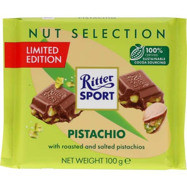 Ritter Sport Pistacie 12 x 100g www.jware .dk https://jware.dk/en/produkt/ritter-sport-pistachio-12-x-100g/ Ritter Sport Pistachio 12 x 100g