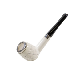 Blok Meerskum Pipe Billiard Army/Sølvring Indgraveret