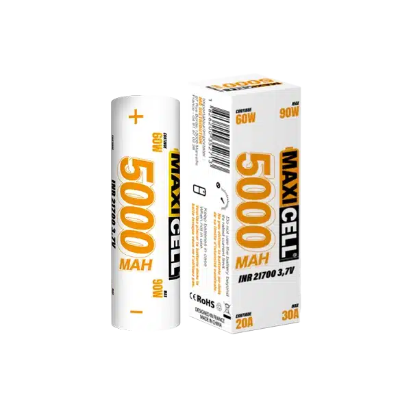 Maxi Cell Battery 21700 30A 5000mAh www.jware .dk https://jware.dk/en/produkt/maxi-cell-21700-battery-30a-5000mah/ Maxi Cell 21700 Battery 30A 5000mAh