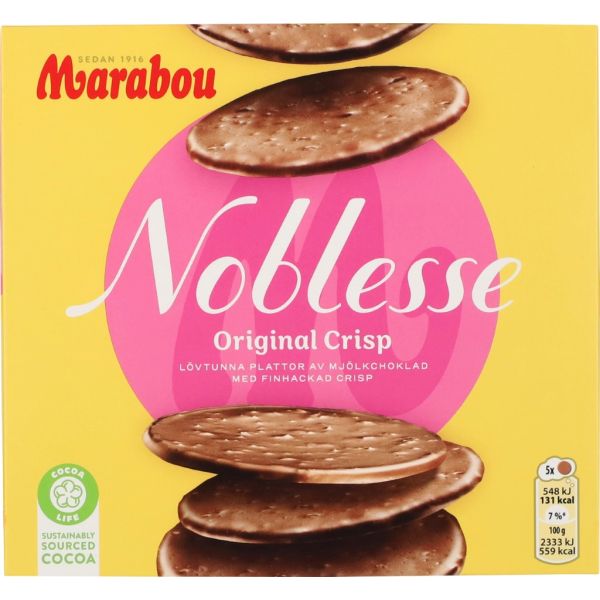 Marabou Noblesse Original Crisp 12 x 150g www.jware .dk https://jware.dk/en/produkt/marabou-noblesse-original-crisp-12-x-150g/ Marabou Noblesse Original Crisp 12 x 150g