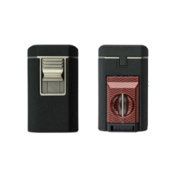 Passatore Superior Crackle 4-Jet Cigarlighter – Sort/Gunmetal med Cigarklipper 7+10 mm Cigarpunch & Cigarholder