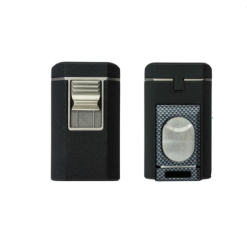 Passatore Superior Crackle 4-Jet Cigarlighter – Sort/Gunmetal med Cigarklipper Cigarpunch & Cigarholder