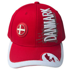 Kasket Danmark Rød m/Metal DK Flag