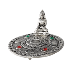 Rökelsehållare i metall, Buddha, silver, Ø 110 mm
